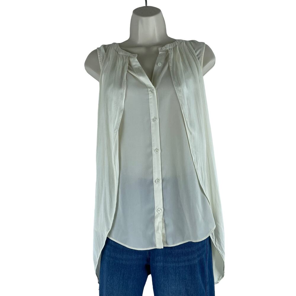 addison Revolve Cascade Hem Button Front Drapey Blouse Ivory Size S - Picture 4 of 10